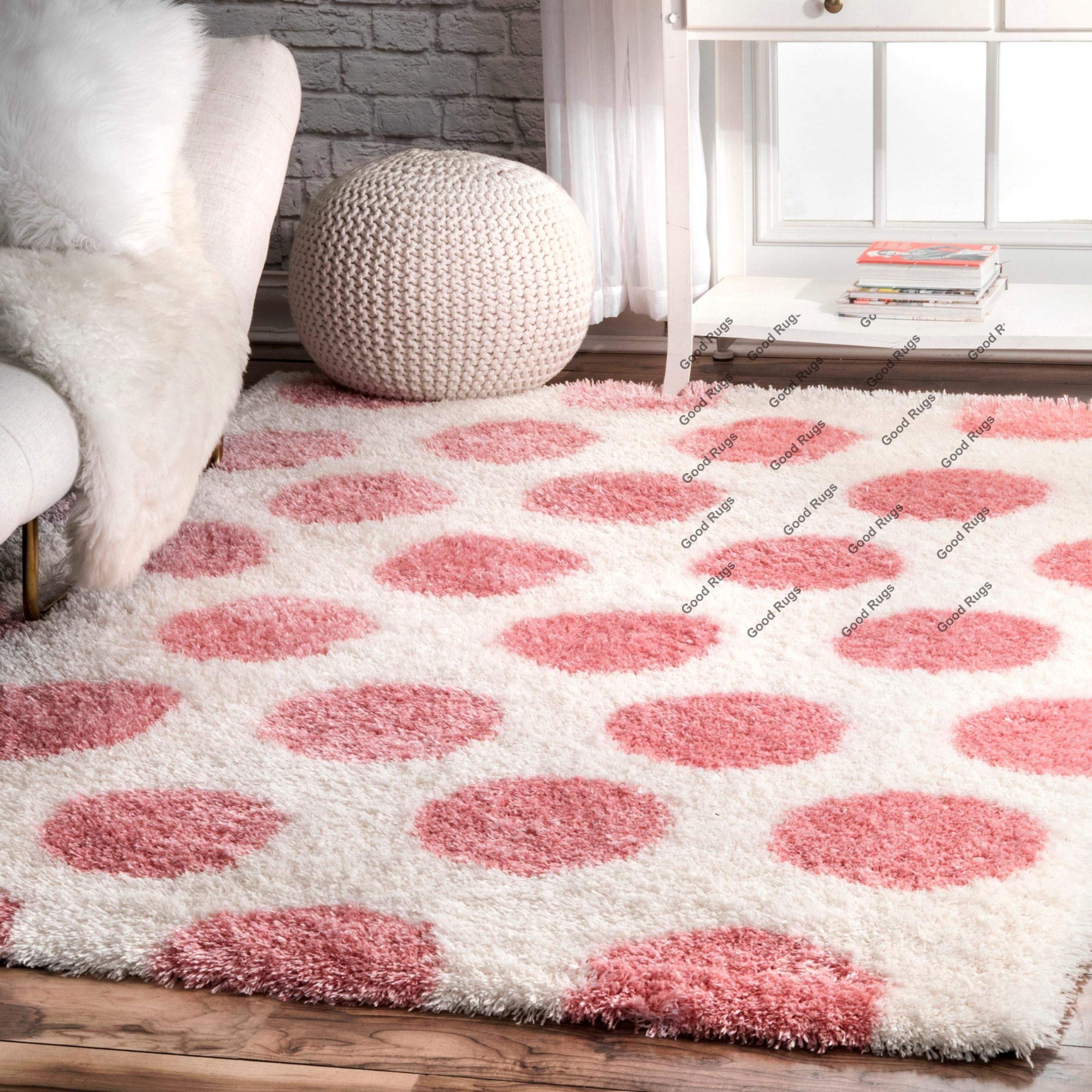 ラグ・カーペット Kyne Stamp Circle Rug by ROOM Pink Buy HassanCarpet Light Pink Microfiber Shaggy Carpet for Living